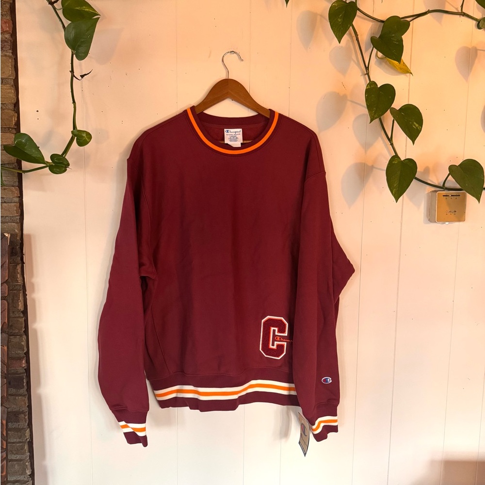 Champion Maroon Crewneck Sweater with Gold & White Trim - Picture 1 of 6